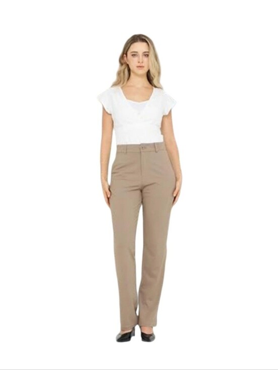BAMANS Pants - BAMANS High Waisted Straight Leg Dress Pants Beige Size 8-10 NWT Office Career